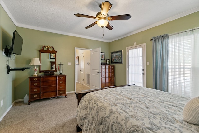 6430 Willow Pine Dr, Spring, TX 77379 - bedroom with carpet floors, crown molding, and ceiling fan