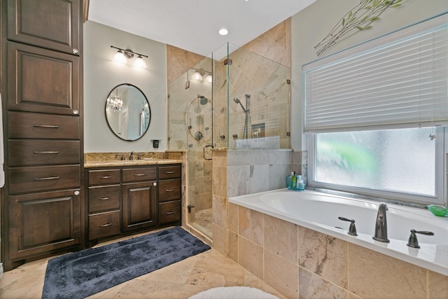6430 Willow Pine Dr, Spring, TX 77379 - full bath with a garden tub, a shower stall, and vanity