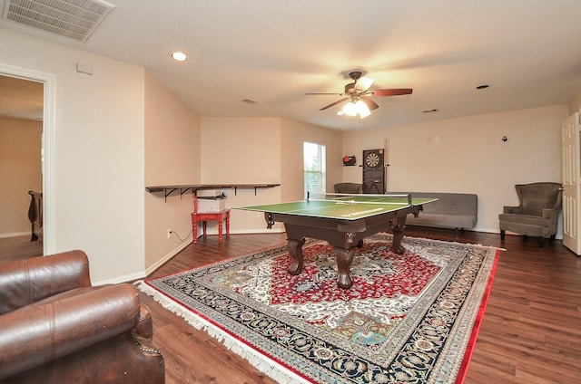 8711 Chamomile Meadow Trl, Katy, TX 77494 - recreation room featuring wood finished floors, a ceiling fan, and recessed lighting