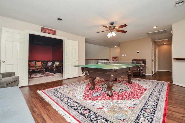 8711 Chamomile Meadow Trl, Katy, TX 77494 - playroom featuring attic access, ceiling fan, and wood finished floors