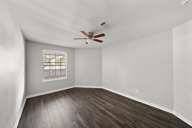 10837 Braes Bend Dr, Houston, TX 77071 - empty room with ceiling fan, dark wood-style floors, and a smoke detector