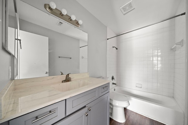 10837 Braes Bend Dr, Houston, TX 77071 - full bathroom with vanity, bathing tub / shower combination, and wood finished floors