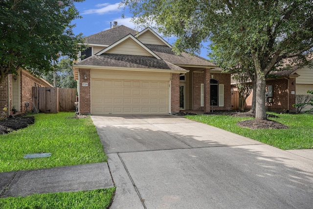 1726 Roaring Springs Ln, Seabrook, TX 77586 - view of front of home featuring a shingled roof, brick siding, driveway, and an attached garage