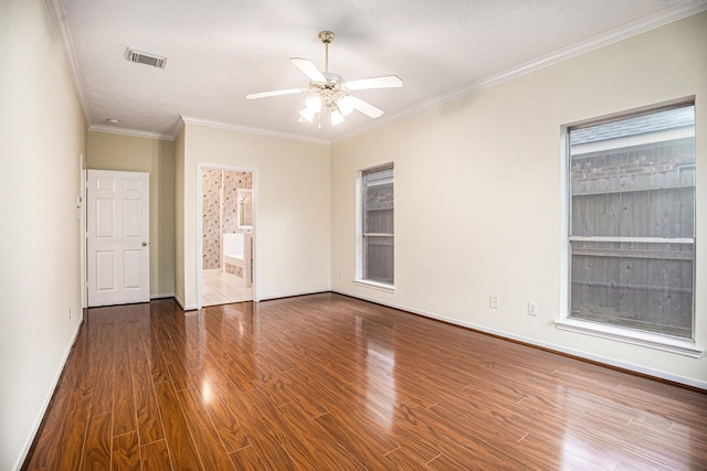 1726 Roaring Springs Ln, Seabrook, TX 77586 - unfurnished room with a ceiling fan, wood finished floors, and ornamental molding