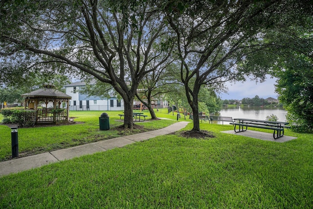 1726 Roaring Springs Ln, Seabrook, TX 77586 - view of property's community with a gazebo, a lawn, and a water view