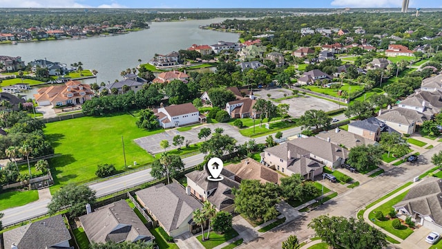 1726 Roaring Springs Ln, Seabrook, TX 77586 - aerial overview of property's location with nearby suburban area and a nearby body of water