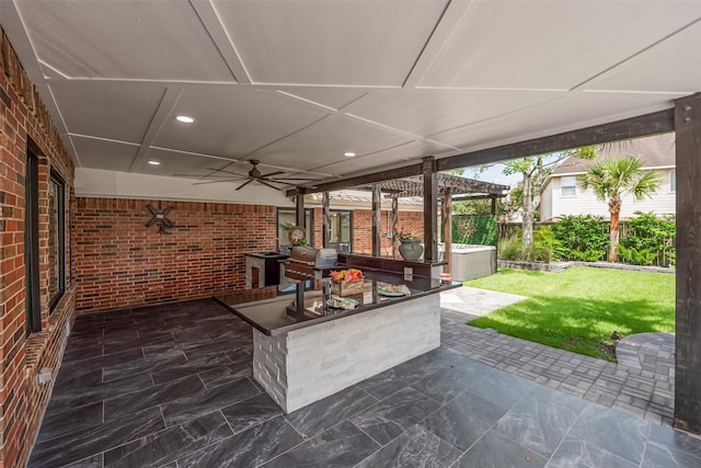 1013 Azalea Pointe, League City, TX 77573 - view of patio / terrace featuring ceiling fan and exterior kitchen