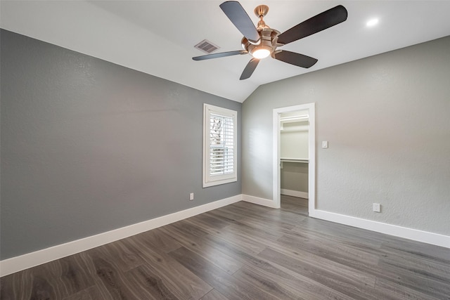 1013 Azalea Pointe, League City, TX 77573 - empty room featuring dark wood-style floors, lofted ceiling, and ceiling fan