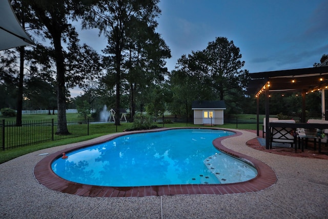 34310 High Point Dr, Magnolia, TX 77355 - view of swimming pool featuring a patio and an outbuilding