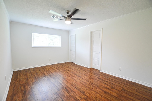 154 Wood Manor Ln, Sour Lake, TX 77659 - unfurnished room featuring crown molding, wood finished floors, a textured ceiling, and ceiling fan