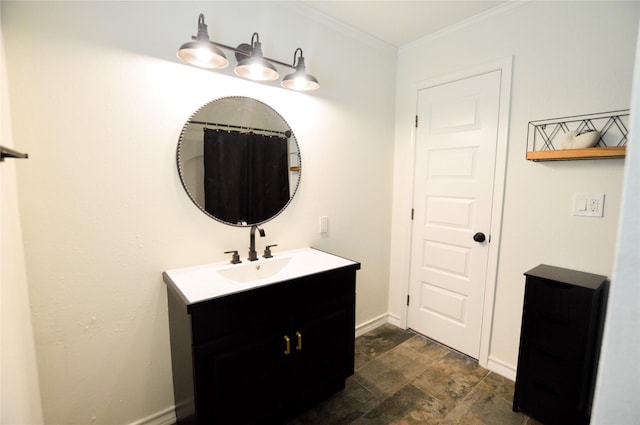 154 Wood Manor Ln, Sour Lake, TX 77659 - full bathroom featuring vanity, crown molding, and stone finish floors