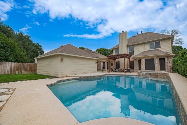 10818 Kleberg Place Dr, Houston, TX 77064 - view of swimming pool with a pergola, a patio, and a pool with connected hot tub