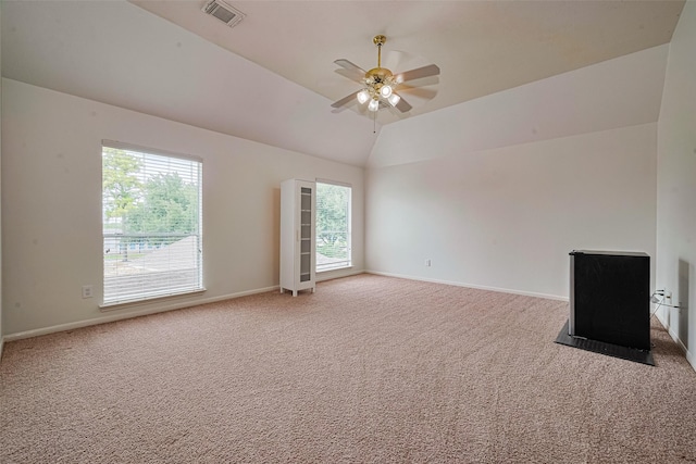 10818 Kleberg Place Dr, Houston, TX 77064 - empty room with carpet, a ceiling fan, and vaulted ceiling