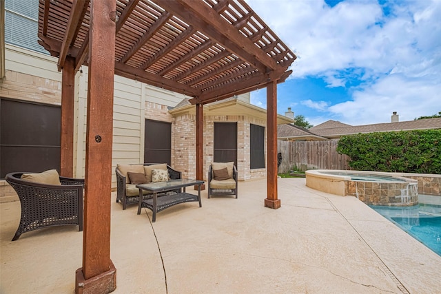 10818 Kleberg Place Dr, Houston, TX 77064 - view of patio / terrace featuring a pool with connected hot tub and a pergola