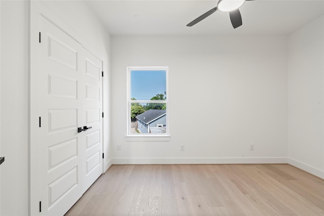 4110 Cortlandt St, Houston, TX 77018 - unfurnished bedroom with light wood-style flooring and a ceiling fan