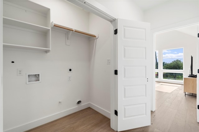 4110 Cortlandt St, Houston, TX 77018 - laundry area with electric dryer hookup, hookup for a gas dryer, light wood-type flooring, and hookup for a washing machine
