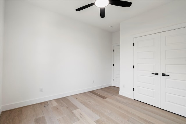 4110 Cortlandt St, Houston, TX 77018 - unfurnished bedroom with light wood-style flooring, a closet, and a ceiling fan