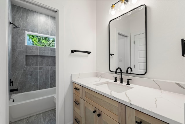 4110 Cortlandt St, Houston, TX 77018 - bathroom featuring vanity and  shower combination