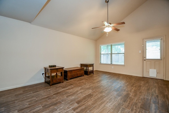 2026 Naplechase Crest Dr, Spring, TX 77373 - unfurnished room with dark wood finished floors, a ceiling fan, and high vaulted ceiling