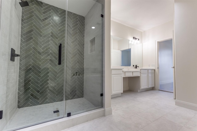 1616 Fountain View Dr Unit 202, Houston, TX 77057 - bathroom featuring vanity and a shower stall