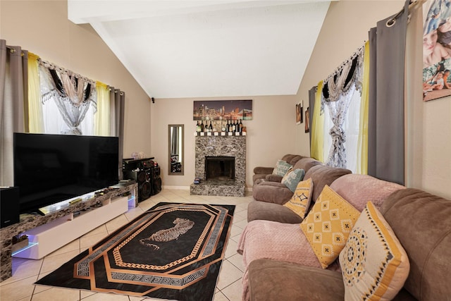 19330 Cypress Canyon Dr, Katy, TX 77449 - tiled living room with a fireplace