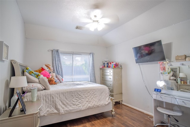 9434 Barretts Glen Ct, Houston, TX 77065 - bedroom with wood finished floors, ceiling fan, and lofted ceiling