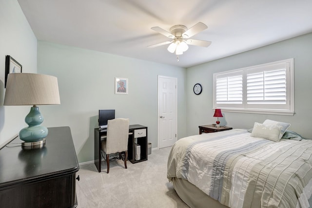 1109 Cheshire Ln, Houston, TX 77018 - bedroom with light colored carpet, an office area, and ceiling fan