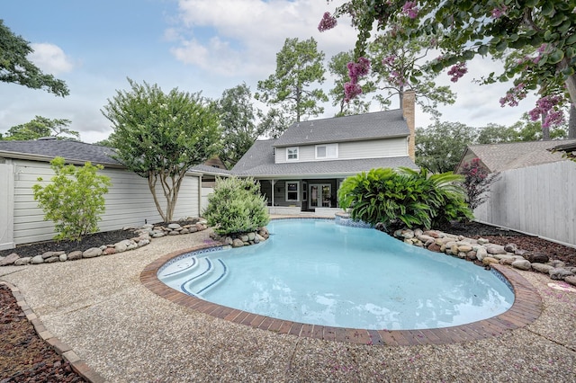 1109 Cheshire Ln, Houston, TX 77018 - view of pool featuring french doors and a patio