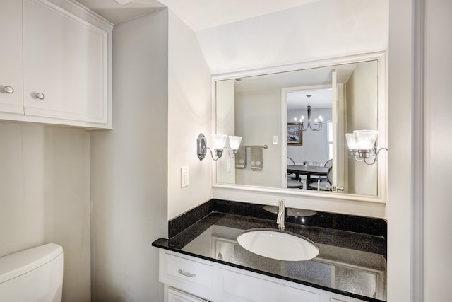 1109 Cheshire Ln, Houston, TX 77018 - bathroom featuring vanity and a chandelier