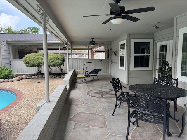 1109 Cheshire Ln, Houston, TX 77018 - view of patio / terrace with a ceiling fan and outdoor dining area