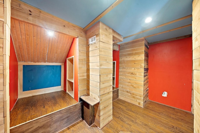 28915 Crested Butte Dr, Katy, TX 77494 - additional living space with wood finished floors, lofted ceiling, and wood walls