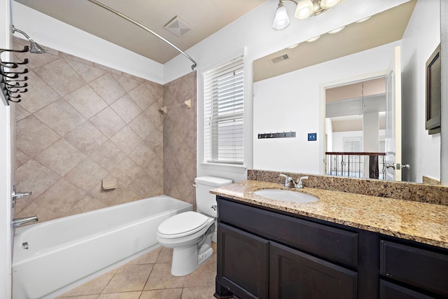 28915 Crested Butte Dr, Katy, TX 77494 - bathroom featuring shower / bathtub combination, vanity, and tile patterned flooring