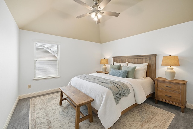28915 Crested Butte Dr, Katy, TX 77494 - bedroom featuring carpet, lofted ceiling, and ceiling fan