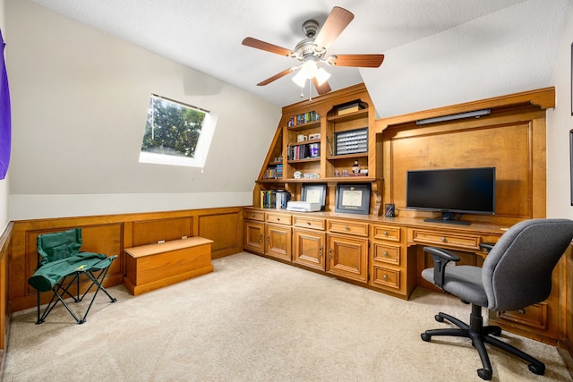 9727 Godstone Ln, Spring, TX 77379 - office space with light colored carpet, a skylight, and a ceiling fan