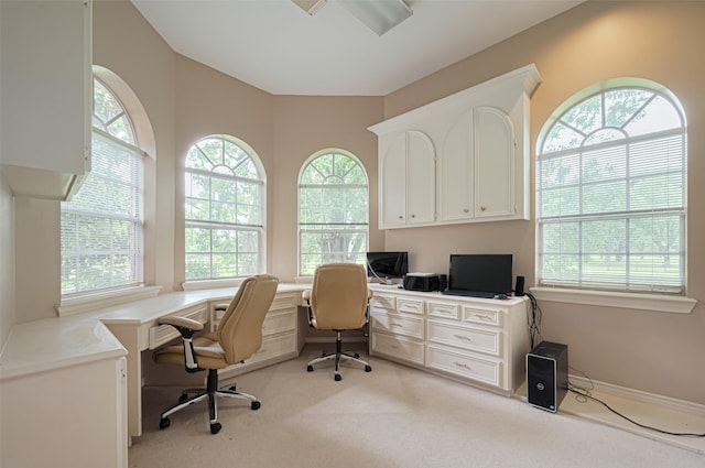 3665 Maranatha Dr, Sugar Land, TX 77479 - office featuring healthy amount of natural light, light colored carpet, and built in study area