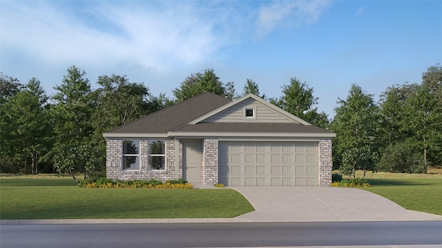 274 Douglas Hills Dr, Magnolia, TX 77354 - ranch-style home with a garage, a front lawn, concrete driveway, and brick siding