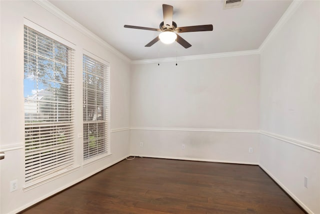 216 Willow Pointe Dr, League City, TX 77573 - empty room with wood finished floors, a ceiling fan, and crown molding