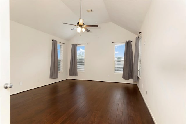 216 Willow Pointe Dr, League City, TX 77573 - empty room featuring ceiling fan, lofted ceiling, and hardwood / wood-style floors