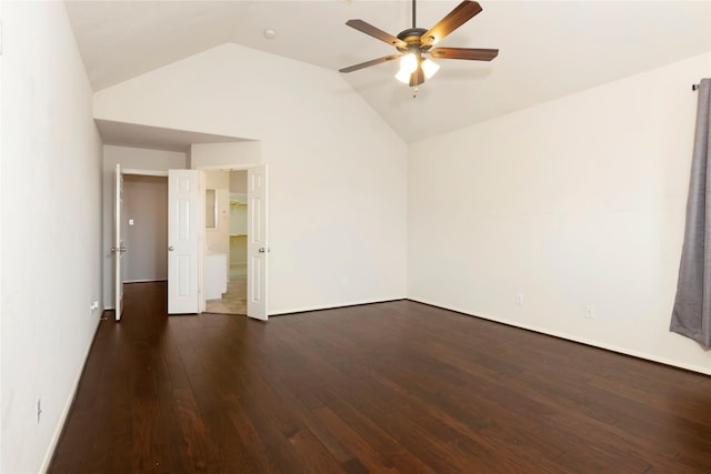 216 Willow Pointe Dr, League City, TX 77573 - unfurnished room featuring a ceiling fan, lofted ceiling, and dark wood-type flooring