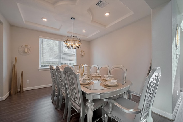 11527 Taagan Ln, Richmond, TX 77407 - dining space with dark wood-style flooring, a chandelier, and recessed lighting