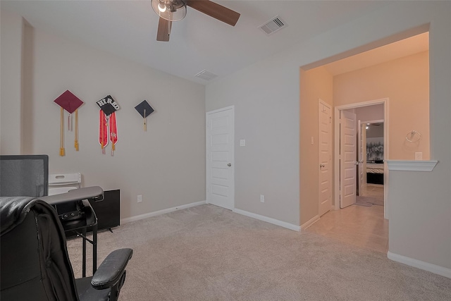 11527 Taagan Ln, Richmond, TX 77407 - office with a ceiling fan and light carpet