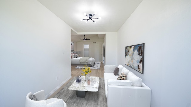 14223 Edenglen Dr, Houston, TX 77049 - living area with wood finished floors and ceiling fan