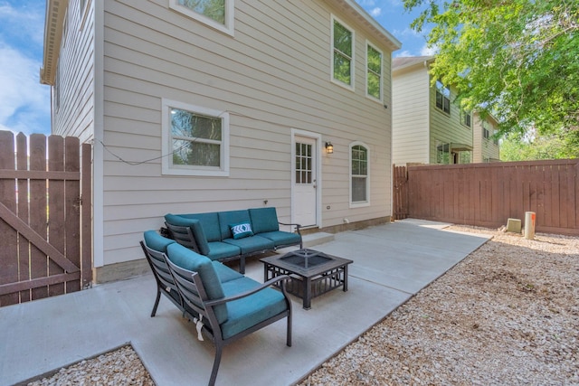 5822 Santa Bernadetta, Houston, TX 77017 - fenced backyard featuring an outdoor living space and a patio area