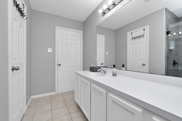 5822 Santa Bernadetta, Houston, TX 77017 - bathroom featuring vanity, a stall shower, and tile patterned flooring