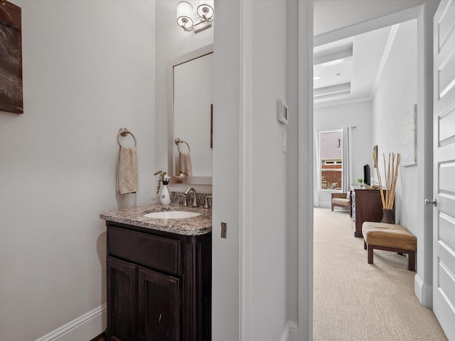 10814 Avery Arbor Ln, Cypress, TX 77433 - bathroom featuring vanity and crown molding