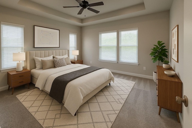 4301 Clover St, Houston, TX 77051 - bedroom with a raised ceiling, light carpet, and ceiling fan