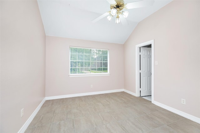 3102 Stargate Ct, Houston, TX 77068 - spare room featuring ceiling fan and vaulted ceiling