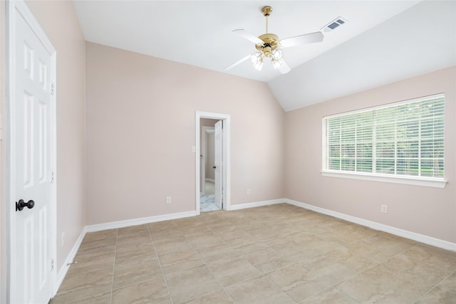 3102 Stargate Ct, Houston, TX 77068 - unfurnished bedroom with lofted ceiling, ceiling fan, light tile patterned floors, and a closet