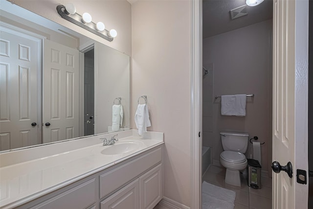 8707 Crossriver Ln, Houston, TX 77095 - bathroom featuring vanity, tile patterned floors, and shower / bathtub combination
