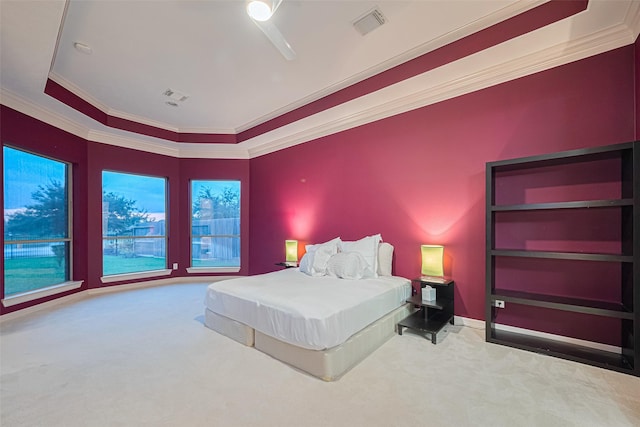 8707 Crossriver Ln, Houston, TX 77095 - bedroom featuring carpet floors and ornamental molding